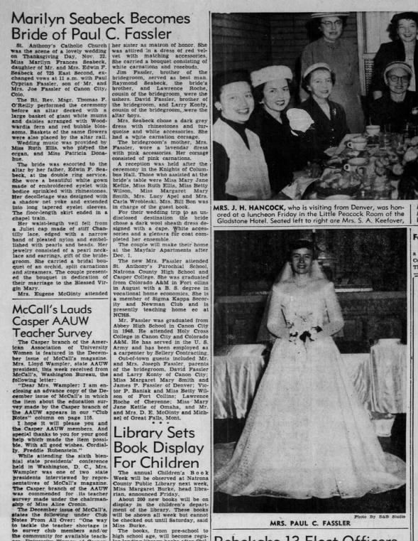 Seabeck/ Fassler wedding 1956